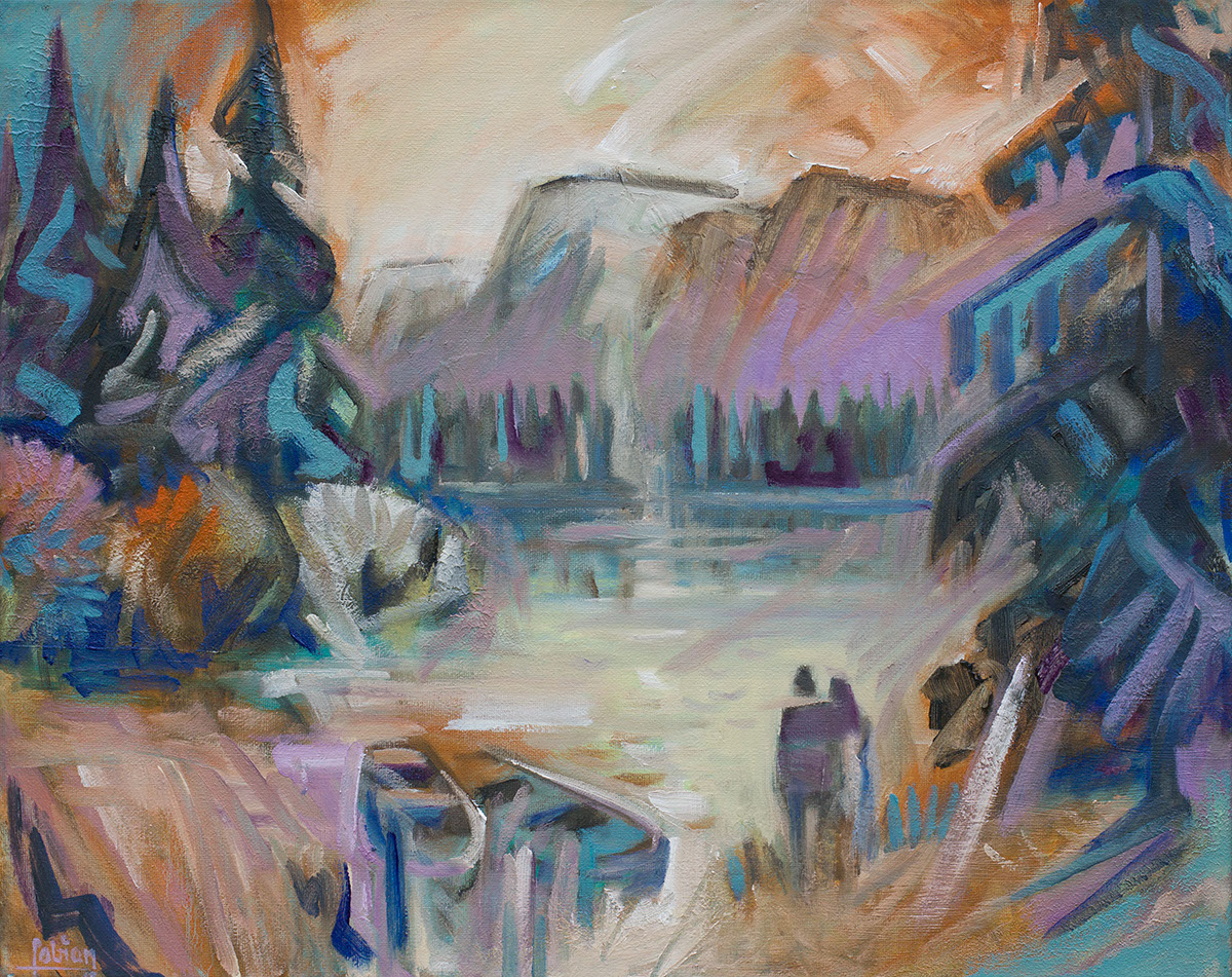 Rettungsversuch eines von Unbekannt in Bob-Ross-Manier behandelten Malgrundes