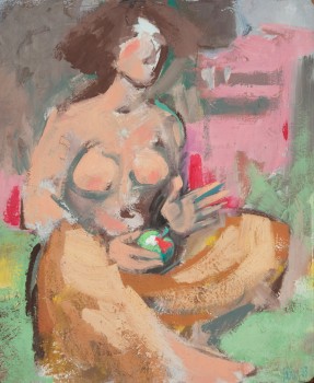 Frau mit Apfel